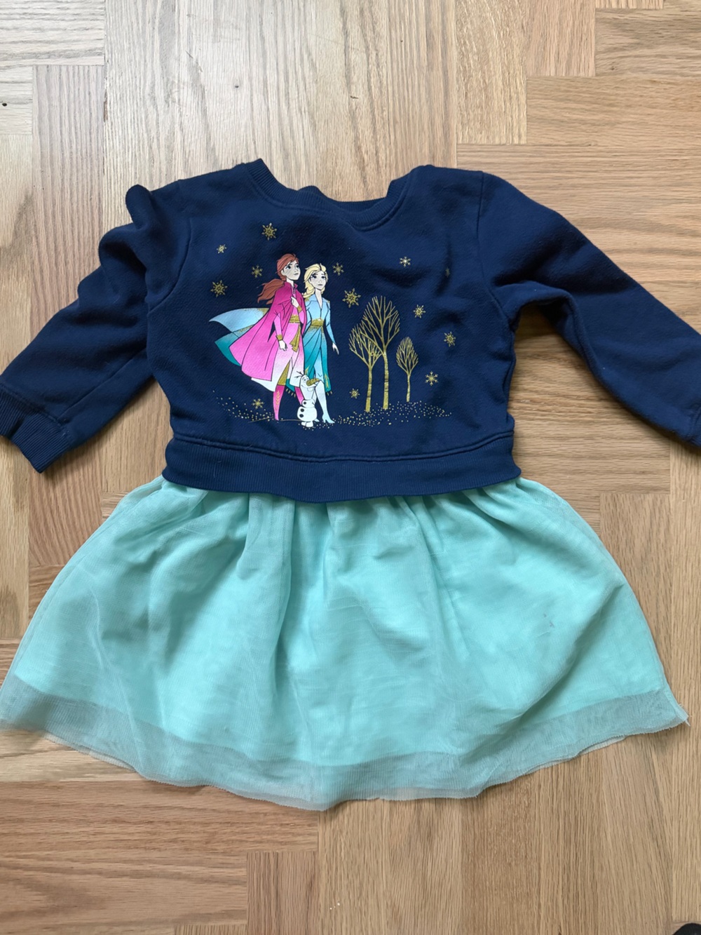 Disney Navy Blue Girls Dress with Elsa and Anna Frozen Print 4T